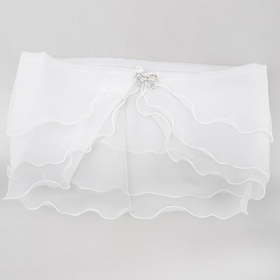 Amazon Seliyi 花嫁の肩掛け ドレス用ショール 羽織り フリル オーガンジー3枚重ね ボレロ 結婚式 披露宴 発表会 パーティー 春夏秋 服 ファッション小物 通販