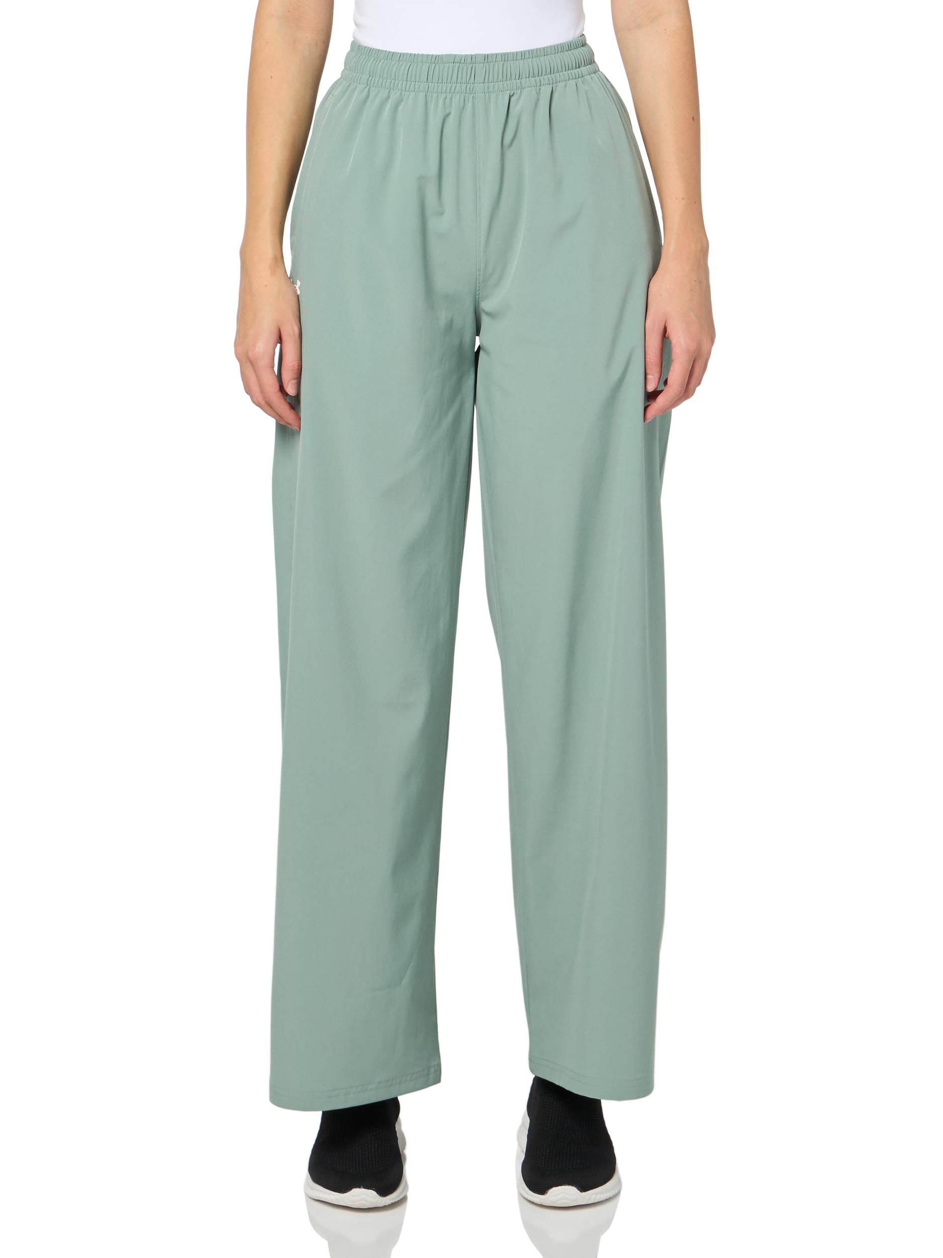 Under Armour Womens Rival Wide Leg Pants, (348) Silica Green / / White, Medium