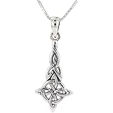 Jewelry Trends Sterling Silver Celtic Good Luck Quaternary Knot Pendant on 18 Inch Box Chain Necklace