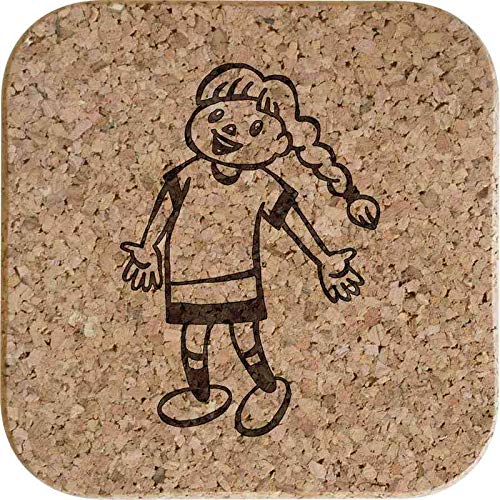 Artículos y equipo de servicio para la restauración Azeeda 4 x Muchacha con Las Colas Posavasos de Corcho Cuadrados de 10cm CR00145791