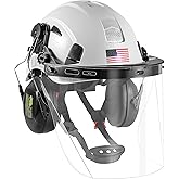 Forestry Safety Helmet Chainsaw Helmet with Polycarbonate Full Clear Visor and Ear Muffs 3 in 1 Forestry Hard Hat