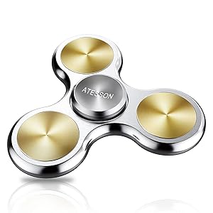 ATESSON Fidget Spinner Toy 4-10 Min Spins Ultra Durable Stainless Steel Bearing High Speed Precision Metal Material Hand Spinner Focus Anxiety Stress Relief Boredom Killing Time Toys - Silver