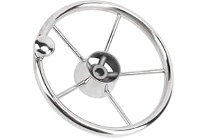 11 Inch Boat Steering Wheel Marine Stainless Steel Steering Wheel 5 Spoke 25 Degree with Foam Grip and Center Cap for Yachts 