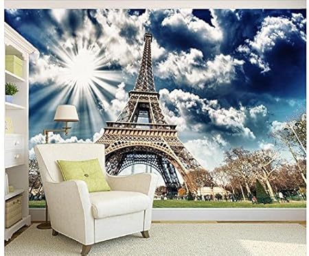 250cmx175cm 3d Wallpaper For Room Sunny Eiffel Tower Decoration