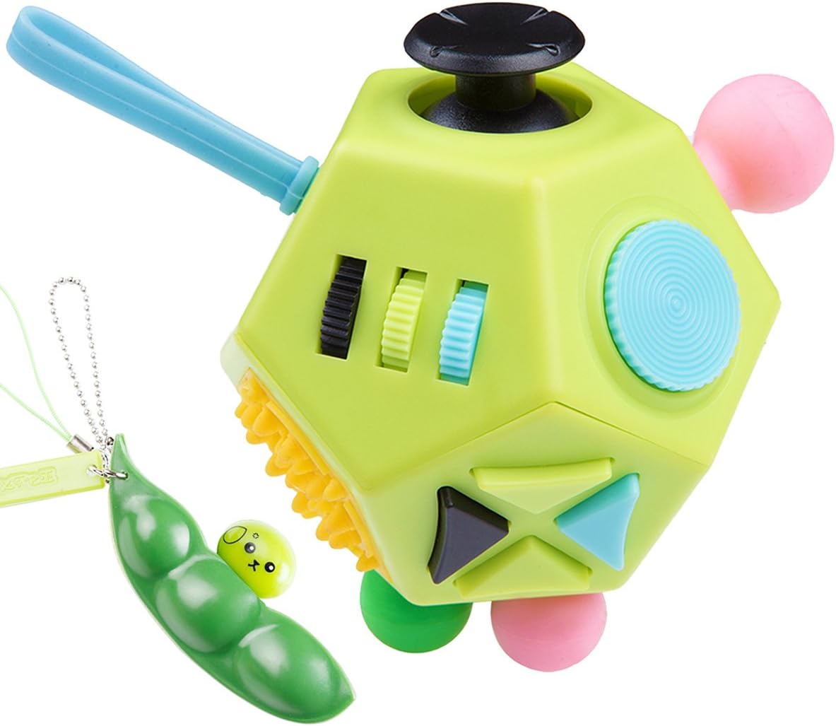 Fidget Cube 12 Sides Cube Attention Toy, Relieves Stress and Anxiety, Relax for Children and Adults with ADHD ADD OCD Autism(Comes with peas)