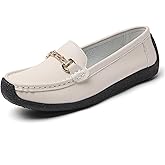 BZIKBGE Women's Leather Moccasin Flats Loafers Comfortable Lightweight Non Slip Casual Driving Penny Shoes Daily Work Slip On Walking Shoes