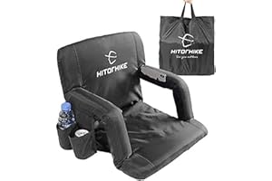HITORHIKE Stadium Seat for Bleachers or Benches Portable Reclining Foldable Type Stadium Seat Chair with Padded Cushion Chair Back and Armrest Support