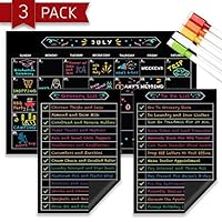 Magnetic Dry Erase Refrigerator Calendar - 17" x 11" - Large Reusable Monthly Chalkboard - Meal Planner, Grocery List, to Do List, Menu Chalk Boards - 9" x 6" - Fridge Magnets