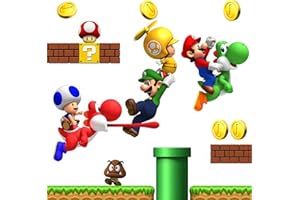 DEKOSH Mario Wall Decal Build a Scene Wall Stickers Peel & Stick Super Mario Party Decorations for Kids Room