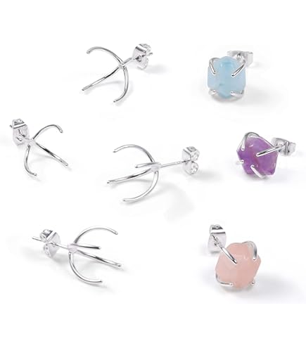 2 Pairs Sterling Silver Earring Blanks – 6-Claw Stud Settings For 10-14mm Gemstones – DIY Jewelry Making - View #12