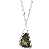 AAKYN JEWELS Authentic Rough Moldavite Pendant Necklace Certified Moldavite From Czech Republic 925 Sterling Silver Moldavite Pendant Handmade Jewelry Healing Crystal Pendant Birthday Gift for Her
