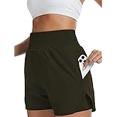 Women's High Waisted Athletic Running Shorts with Side & Back Zipper Pockets, Built-in Liner for Workout, Gym, Casual Wear