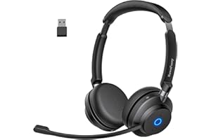 Wireless Headset with Mic for Work,Lightweight All Day Comfort