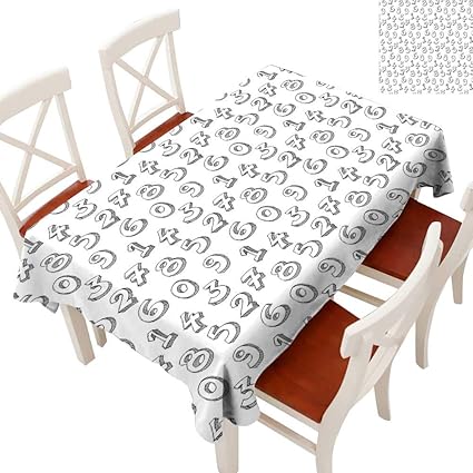 Amazon Com Numbers Rectangle Tablecloth Monochrome Cartoon