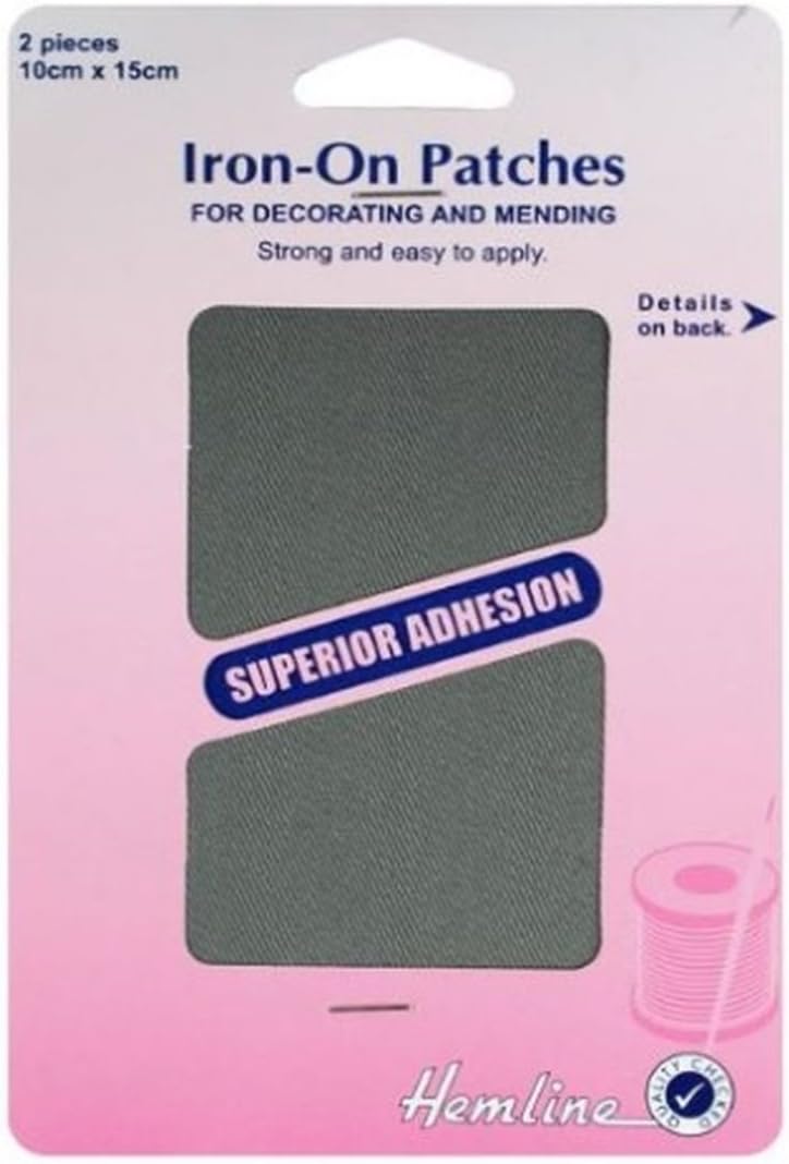 Cotton Twill Patches Iron On, 10x15cm - Light Grey, 10 x 15cm
