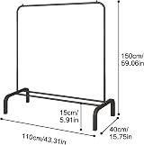 JIUYOTREE Garment Rack 110 CM Metal Clothes Rail with Shoe Rack - Black view 2