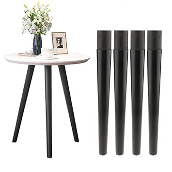 Set of 4 Solid Wood Taper Furniture Feet Couch Sofa Leg Bed Table Stand Black Color - Black, 42cm