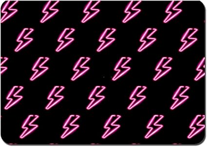 Bath Mat Non Slip Seamless Pattern With Neon Icons Of Pink Lightning Bolts On Dark Bathroom Rug Washable Carpe Amazon Co Uk Kitchen Home