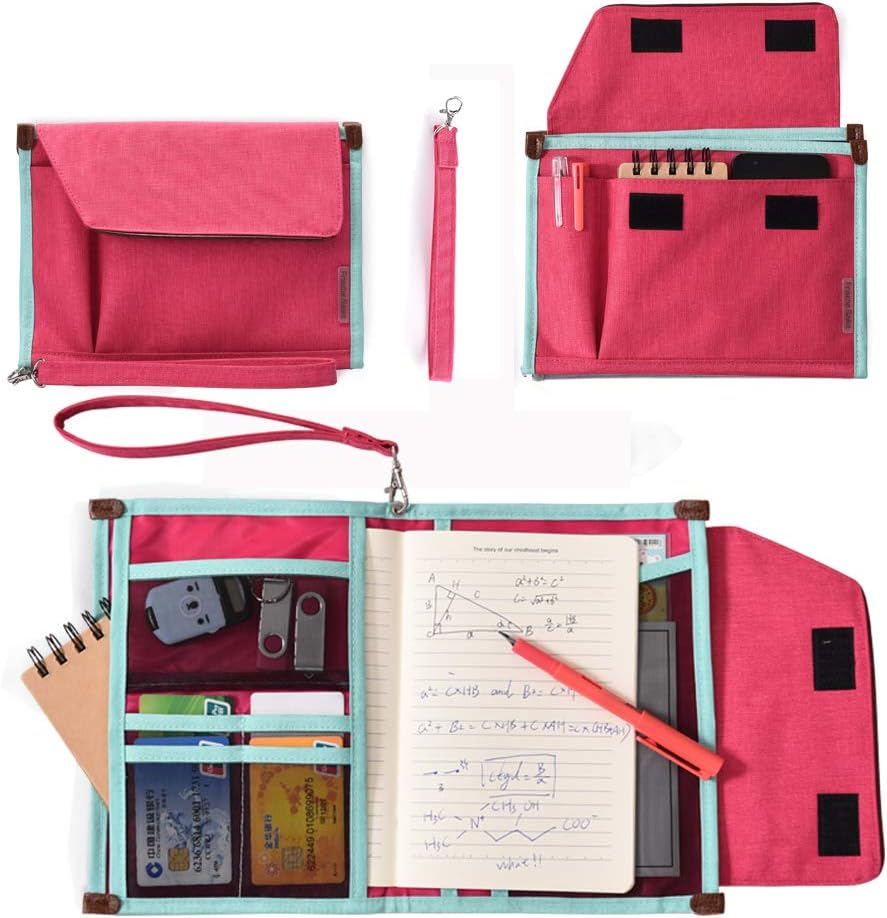 Universal Travel Gear Organizer & Document File Bag for Women - Electronics Accessories Bag, Padfolio Case by HQSlife (Red)