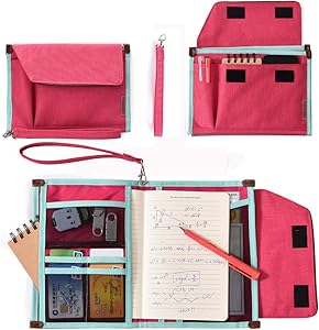 Universal Travel Gear Organizer & Document File Bag for Women - Electronics Accessories Bag, Padfolio Case by HQSlife (Red)