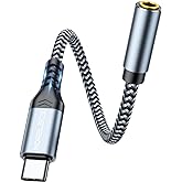 USB C to 3.5mm Audio Adapter - Headphone Jack to USB-C Dongle, Hi-Res DAC Type-C to Aux Female Adapter for Car &amp; Home Stereo, Compatible with iPhone 15/16/17 Series, Galaxy S25, S24, Pixel 10, 9, iPad