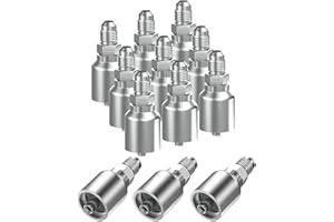 CAMUUN 12PCS 1/4" JIC 37° Male Hydraulic Hose Fittings, Hydraulic Hose Crimp Fitting Ends for Air Hose Repair Kit