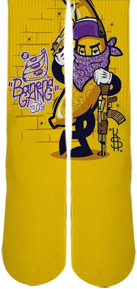 Dopesox Mens Banana Gang Yellow And Purple Printed Socks One Size (6-12) White