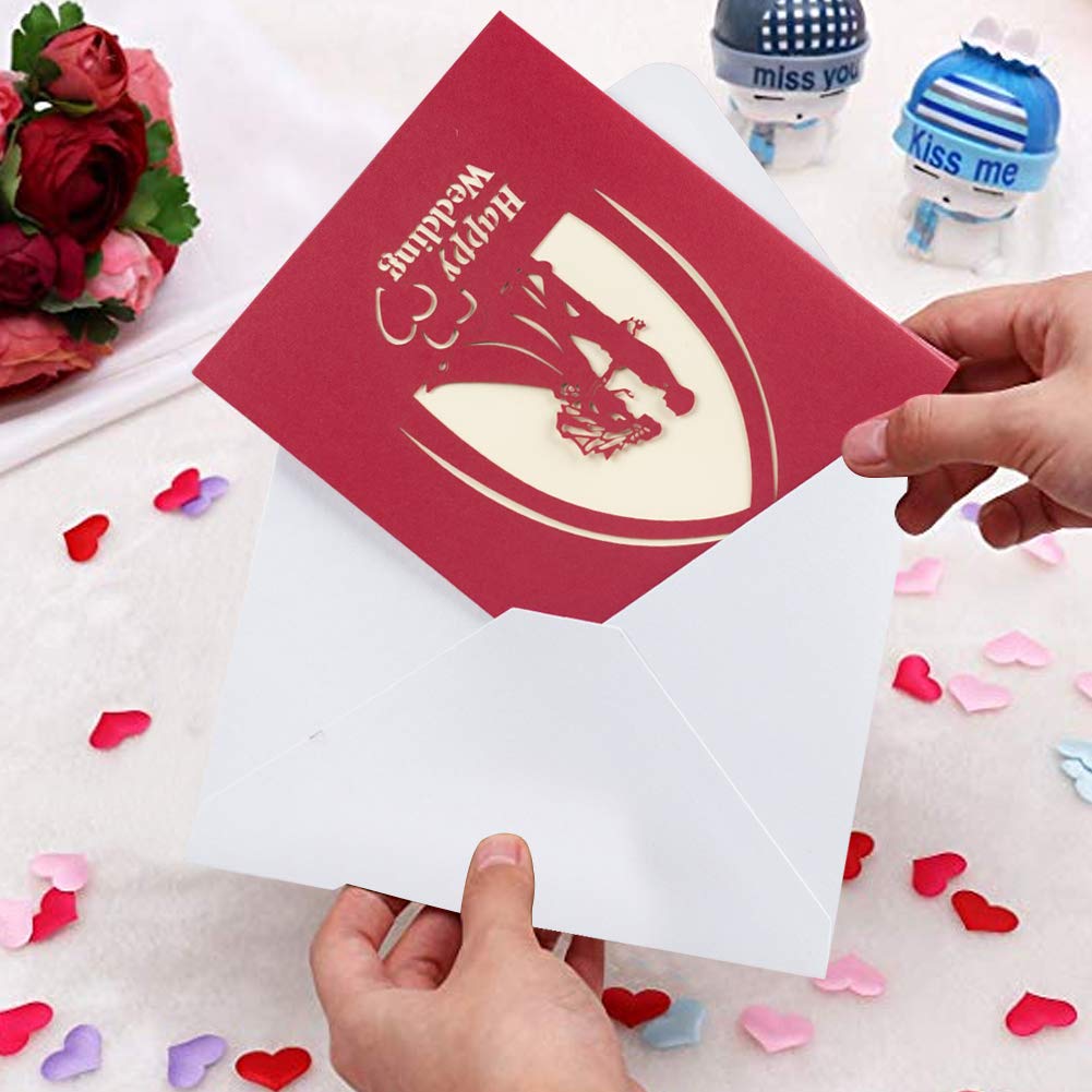 VGoodall Hochzeitskarte, 3D Pop Up Karte zur Hochzeit Glückwuschkarte Einladungskate mit Umschlag für Hochzeit Glückwusche Einladung Grußkate