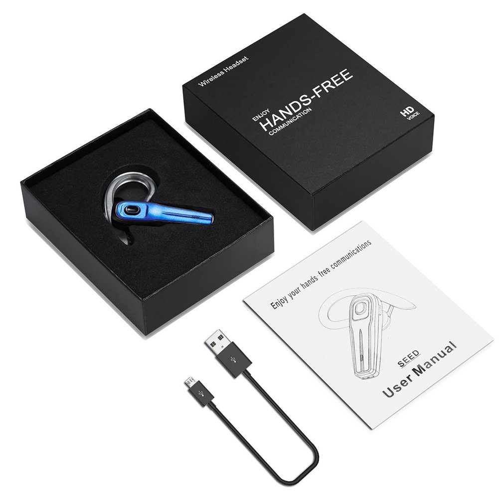 Bluetooth Headset, Wireless Headset Kopfhörer Bluetooth V4.1 Handfreies drahtloses Ohrhörer mit Mute Funk Kopfhörer Rauschunterdrückung Ohrhörer mit Mikrofon für Android / Iphone / PC, Auto / LKW Fahrer Business Headsets (SEED_headset)