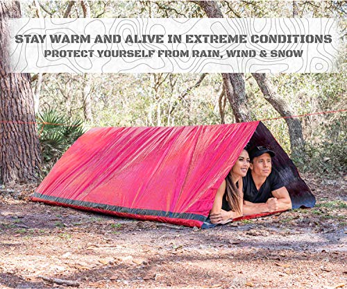 SERGEANT Emergency Survival Tent, 2 Person, Extra-Thick, Lightweight, Mylar, Military Grade, Tube Tent, Shelter + Paracord. All-Weather Protection, for Hiking, Camping, Outdoor Survival Kits, Go Bags. - Thumbnail 2