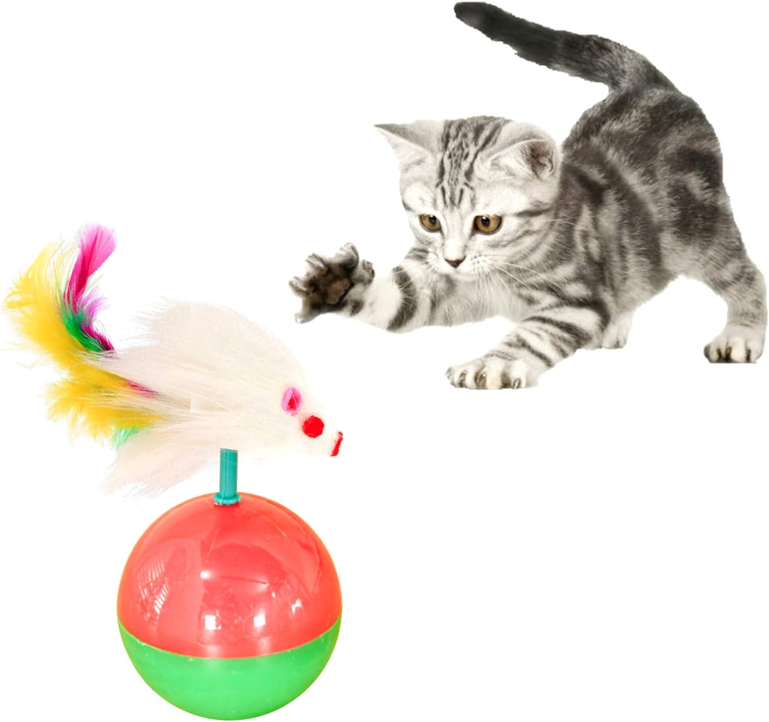 LQRLY Cat Toy Ball, Tumbler Interactive Cat Toys Ball Mice Shape Toy Ball for Cat BigaMart