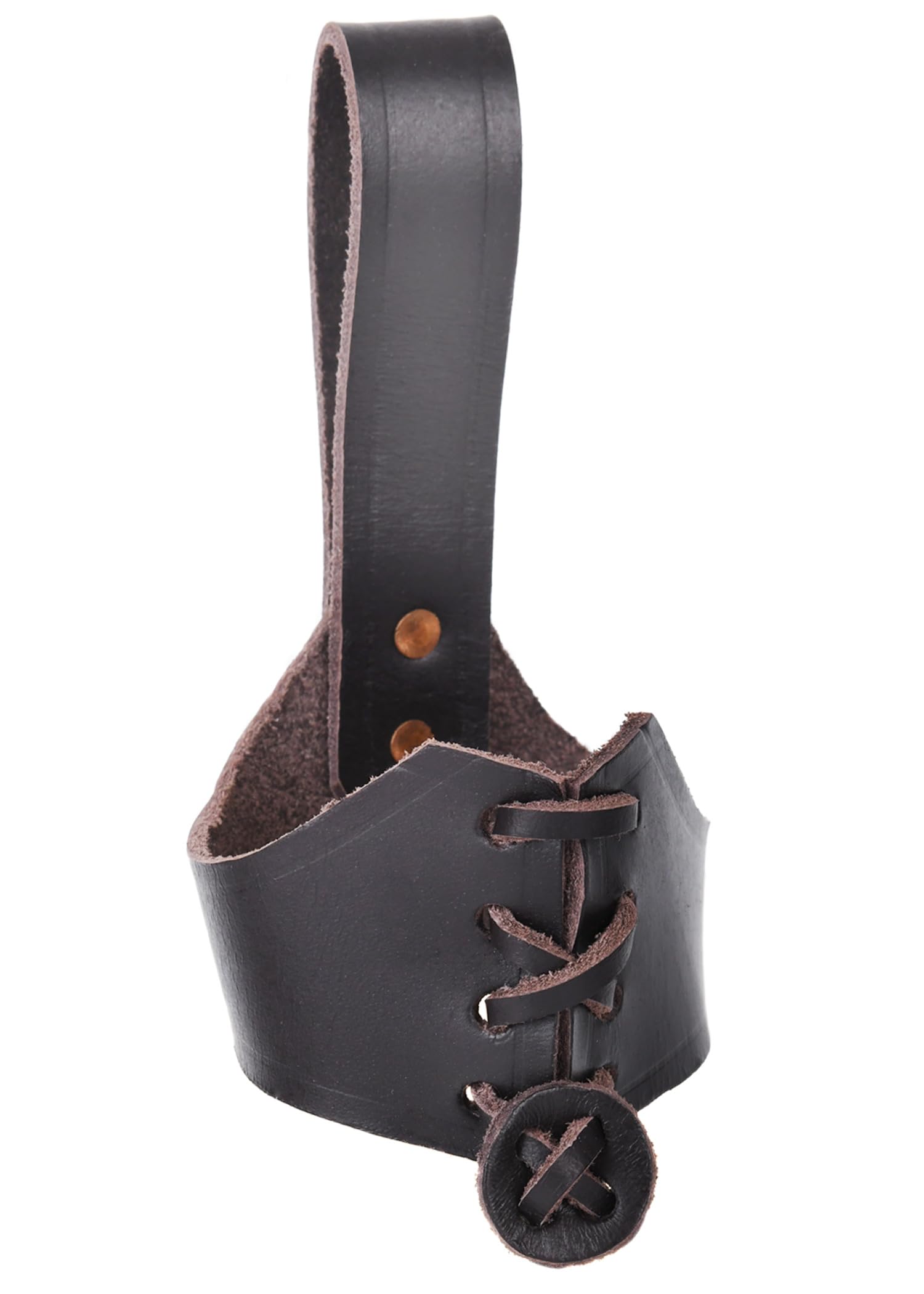Drinking Horn Holder / Medieval Viking Belt Attachment / Leather Holder for Drinking Horn 0.2 l and 0.3 l / Black / LARP (Live Action Role-Playing) — image 1