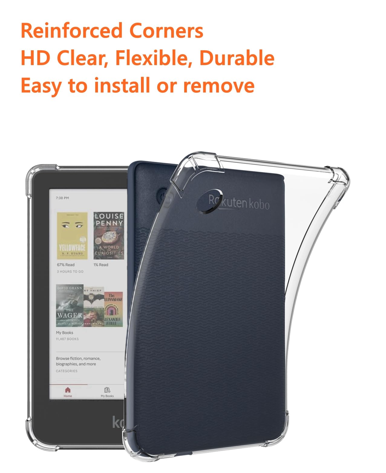 Zcooooool Case for Kobo Clara Colour/Clara BW/Kobo Clara 2E eReader 6 inch Reinforced Corners Cover/Libra Colour Case/Clara BW Case/Clara 2E Case, Transparent