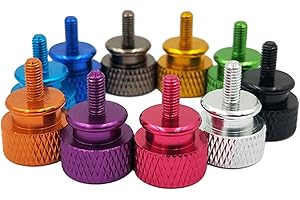 6063 Aluminum Alloy DIY Textured Thumb Screws #8-32, Textured, Manual, Case Thumb Screw, Computer Case Screw, 10 Pack（Purple,