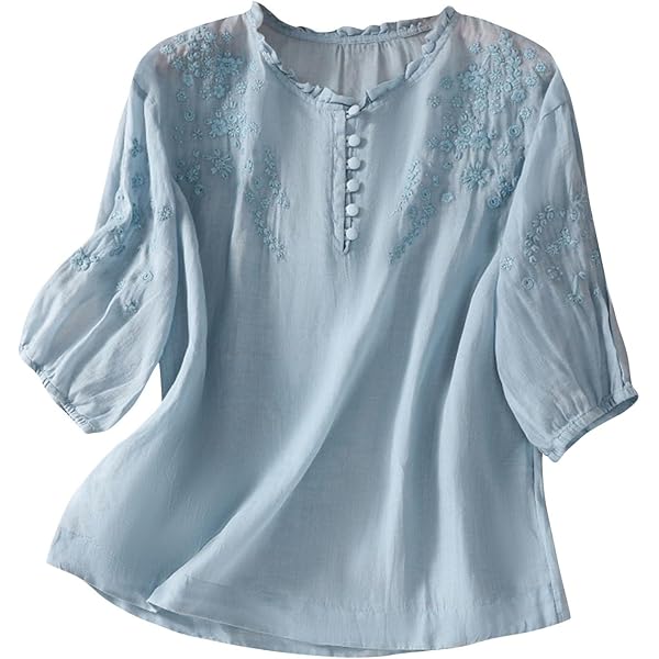 トップス 00s Share Spilit Hand Embroidery Top Embroidered Split Neck Top | Talbots