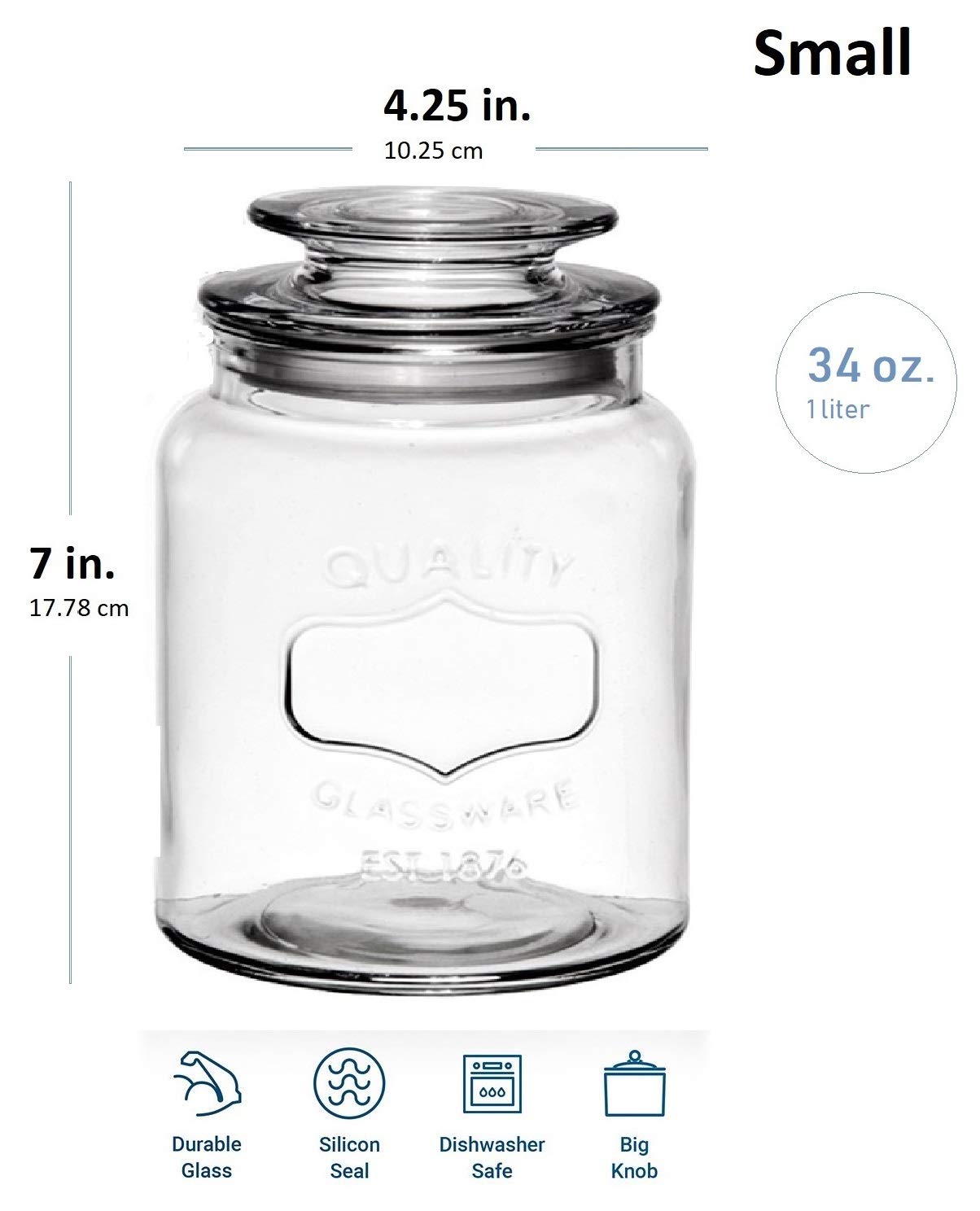 Godinger 3piece Airtight Glass Canisters Round Clear Storage