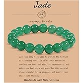 Handmade Green Jade Bracelet for Women,Stress Relief Healing Crystal Bracelet,Natural Jade Bead Bracelet,10MM Stretch Elastic Bracelet,Crystal Jewelry Gifts for Women Men