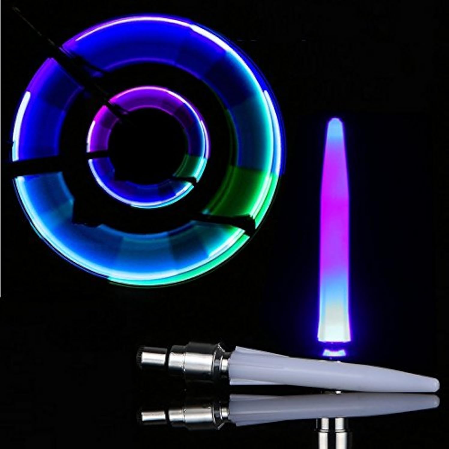Photo 1 of 4 Pack of Led Flash Tyre Wheel Valve Cap Light for Bike Bicycle Motorbicycle Wheel Light Tire?4.25 inch Long (Colorful)