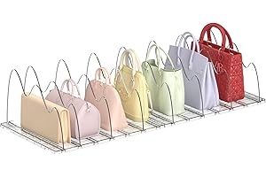 WARM EF Purse Organizer for Closet, 2-Pack 8 Layer Adjustable Women Handbag Organizer, Clear Shelf Dividers for Closet, Bookshelf, Storage, Offices Organization (Yamagata)