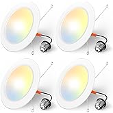 Amico Recessed Lighting 5/6 Inch, 4 Pack 5CCT Flat LED Can Lights, 2700K/3000K/4000K/5000K/6000K Selectable,12W Eqv 120W, 1050LM Brightness, Retrofit Installation - ETL & FCC