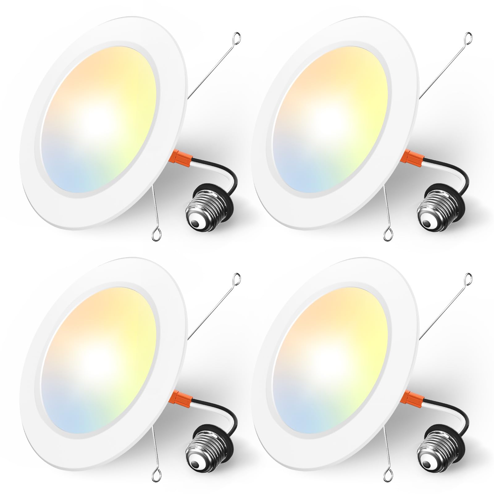Photo 1 of **MISSING CLIPS*** Amico Recessed Lighting 5/6 Inch, 4 Pack 5CCT Flat LED Can Lights, 2700K/3000K/4000K/5000K/6000K Selectable,12W Eqv 120W, 1050LM Brightness, Retrofit Installation - ETL & FCC
