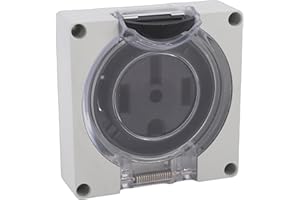 Eujgoov NEMA 14-50R Industrial Power Outlet, 50A Locking Receptacle with Brass Contacts and IP55 Waterproof Cover, for Genera