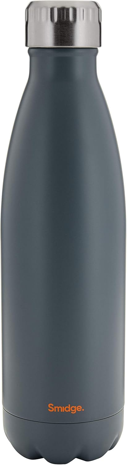 Smidge Reusable Water Bottle 500ml, Leakproof Double Wall Stainless Steel, Insulated Vacuum Flask 12 Hours Hot & 24 Cold