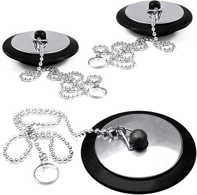 YUNYU 3 Pcs Universal Bath Plug with Stainless Steel Chain 42-45mm