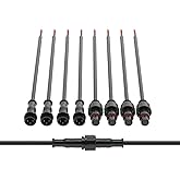 BTF-LIGHTING 3 Pin Electrical Connector 22AWG IP65 Male Female Connector 7.87in/20cm Extension Cable for Car,Truck,Boat,Indoor/Outdoor LED Strip Lights/String 15mm Nut Small Size 5 Pairs