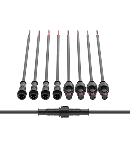 XUNATA 5 Pairs 2-Pin Waterproof LED Connectors - IP65, With 40cm Pigtails, For LED Strip Lights (White) - View #3