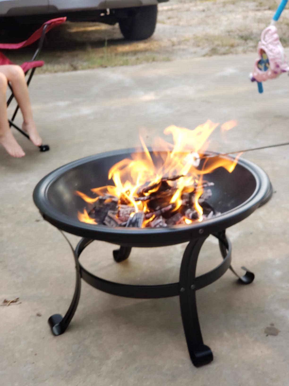 KingSo Fire Pit, 22" Fire Pits Outdoor Wood Burning Steel BBQ Grill