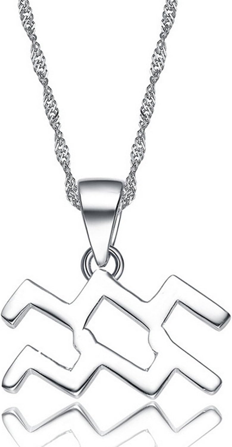HACOOL 925 Sterling Silver 12 Constellation Horoscope Necklace Pendant Jewelry 16" to 18" Chain