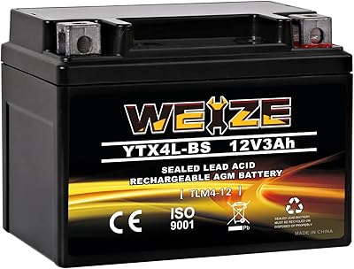 Weize YTX4L-BS High Performance-Rechargeable-Sealed Motorcycle Battery Compatible With Polaris Scrambler, Sportsman 90, Honda Scooters NQ50 Spree,Kawasaki 110 Can-Am DS70,Yamaha TTR125E/LE