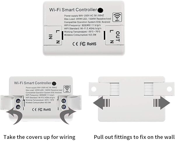 CNBINGO   Juego de 2 interruptores wifiwifi mdulo mini para la mayora de los dispositivos interruptor de luz inteligente funciona con AlexaGoogle Home conductor neutro se requiere
